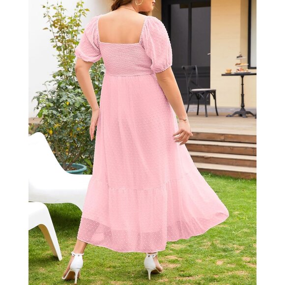 Plus Size Maternity Dress Swiss Dot Flow Maxi Pregnancy Wedding Guest - Picture 4 of 7